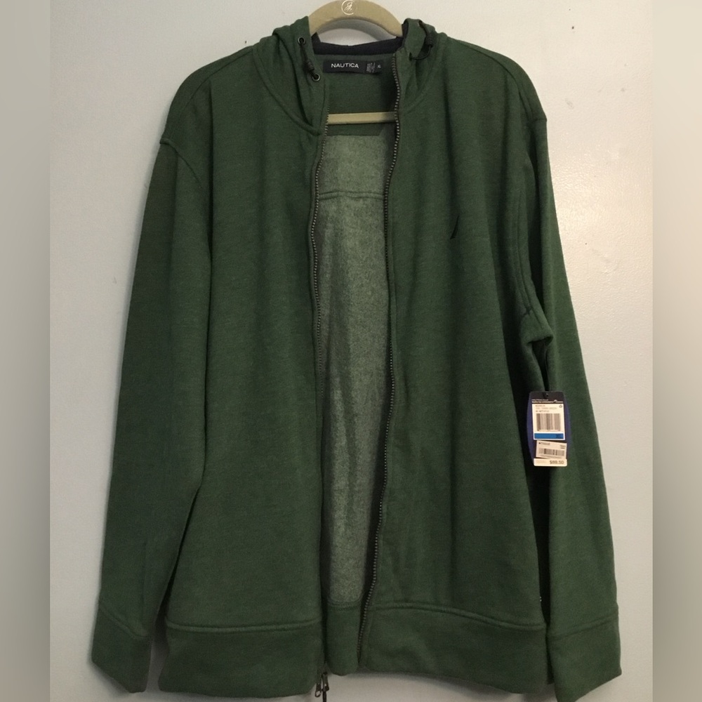 Nautica Men's Dark Green Zip-Up Hoodie XL